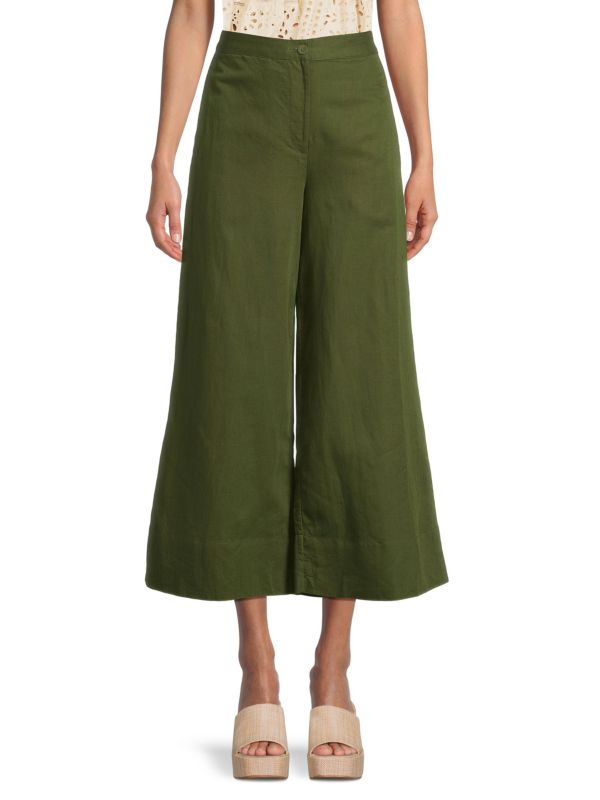 Rhode Penelope Linen Blend High Rise Flared Pants